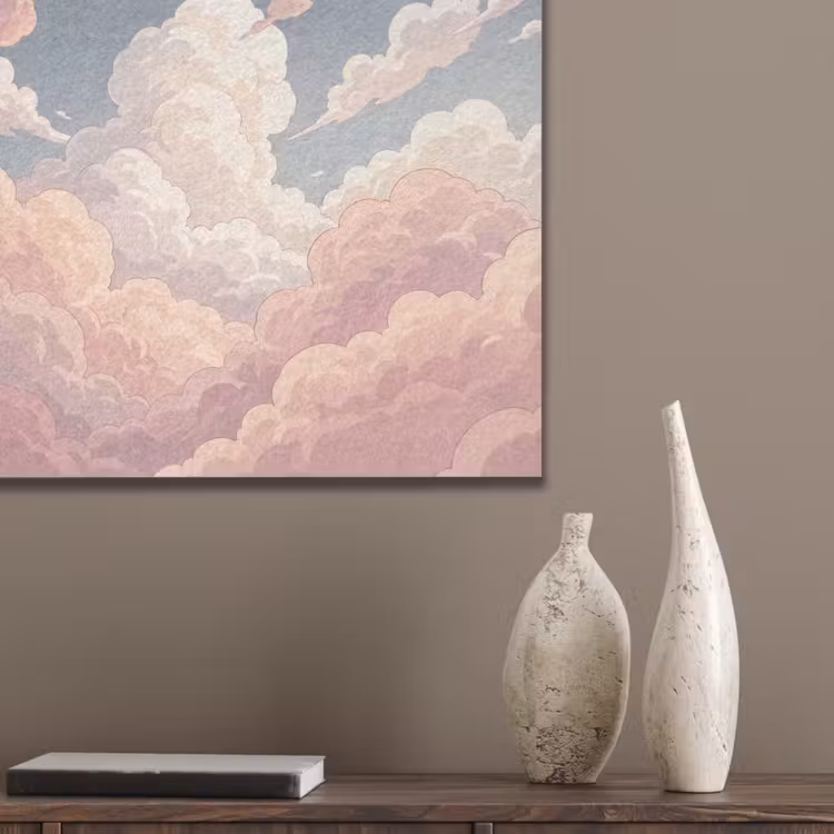 Wolken - Lucht - Natuur - Pastel - Roze PET vilt klein -sfeer6_closeup