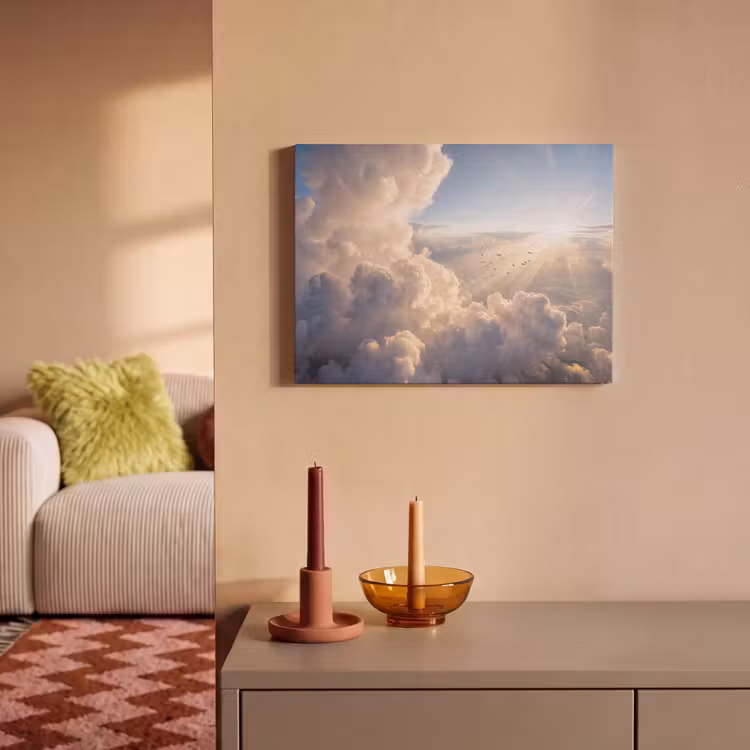 Wolken - Zonnestralen - Natuur - Wit PET vilt klein -sfeer1