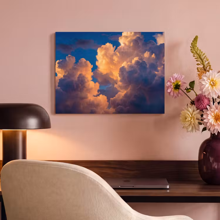 Wolken - Zonsondergang - Natuur - Oranje - Blauw PET vilt klein -sfeer3