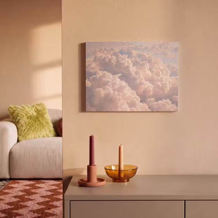 Wolken - Zonsondergang - Natuur - Pastel - Roze PET vilt klein -sfeer1