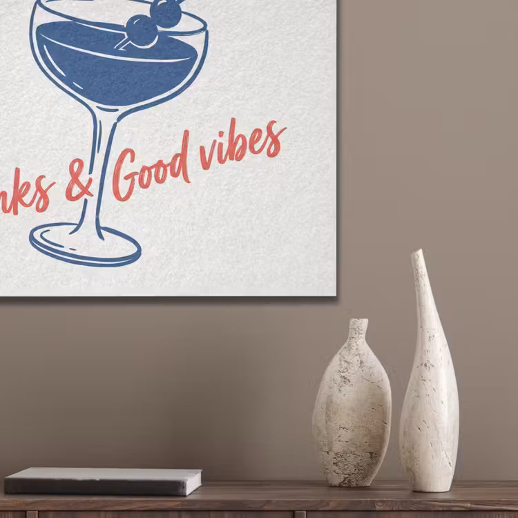 Cocktail - Glas - Illustratie - Blauw - Wit PET vilt klein -sfeer6_closeup