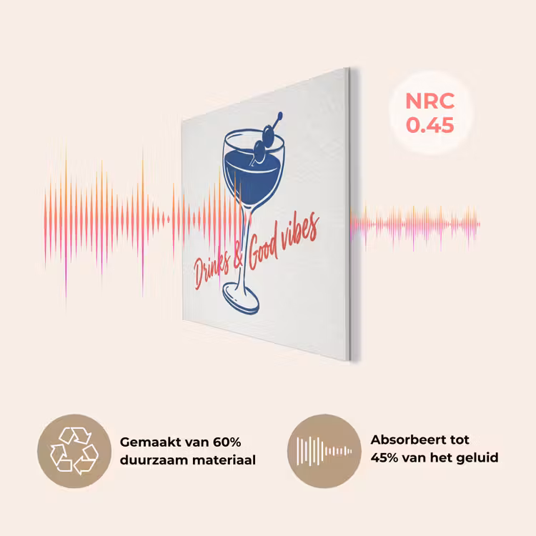 Cocktail - Glas - Illustratie - Blauw - Wit PET vilt klein -USP_NL