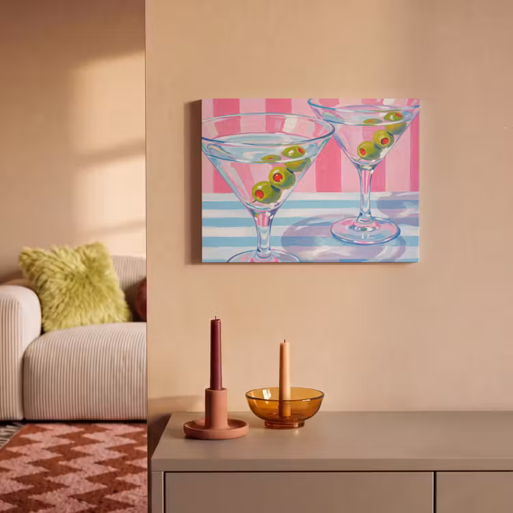 Cocktail - Olijven - Kunst - Modern - Roze PET vilt klein -sfeer1