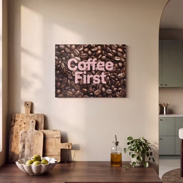 Coffee First - Koffiebonen - Roze PET vilt klein -sfeer2