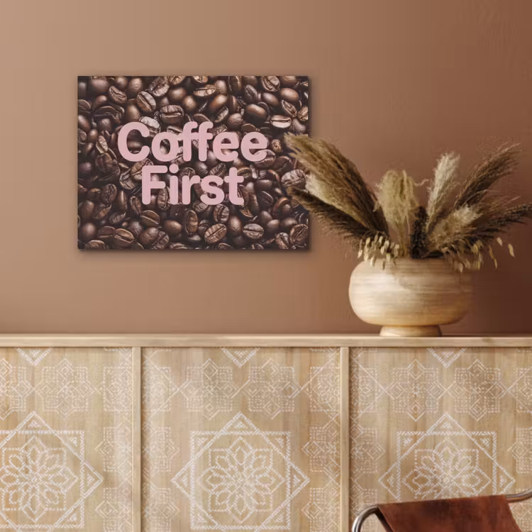 Coffee First - Koffiebonen - Roze PET vilt klein -sfeer4