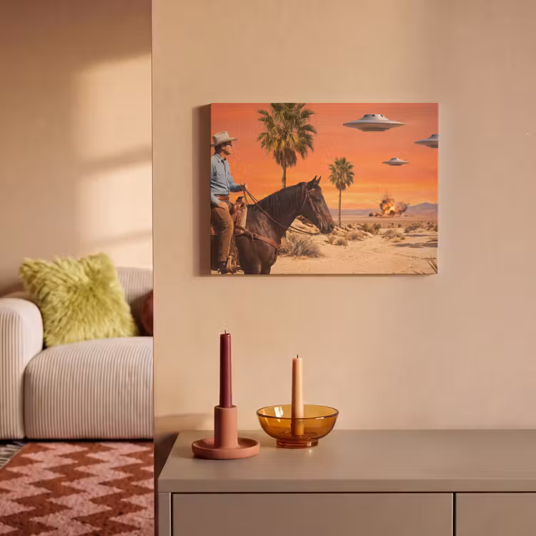 Acoustic Panel - Cowboy - Horse - Desert - Cowboy - Paard - Woestijn PET vilt klein