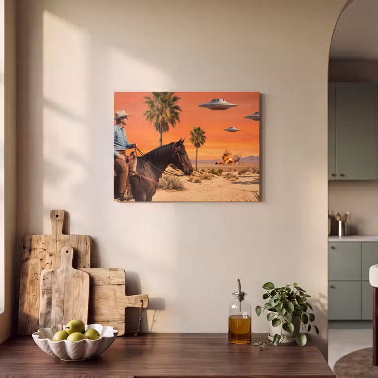 Acoustic Panel - Cowboy - Horse - Desert - Cowboy - Paard - Woestijn PET vilt klein