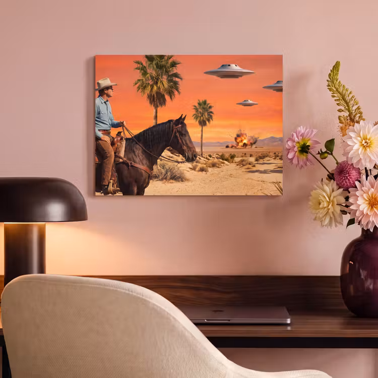 Acoustic Panel - Cowboy - Horse - Desert - Cowboy - Paard - Woestijn PET vilt klein