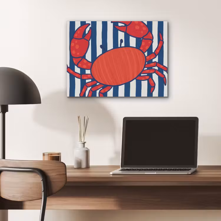 Krab - Strepen - Zeeleven - Illustratie - Rood PET vilt klein -sfeer5