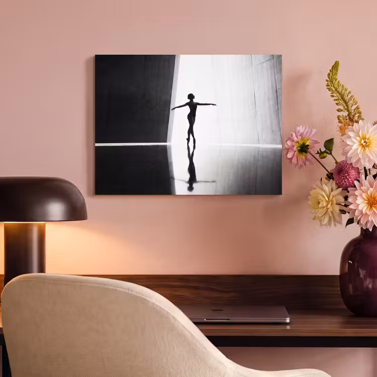 Danser - Silhouette - Kunst - Modern - Zwart-wit PET vilt klein -sfeer3