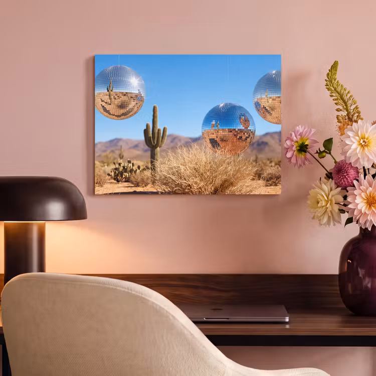 Acoustic Panel - Desert - Mirror Ball - Art - Woestijn - Spiegelbal - Kunst PET vilt klein