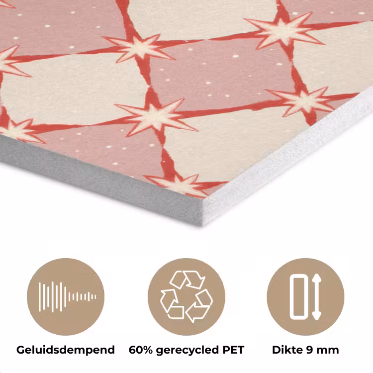 Ruiten - Sterren - Vintage - Oudroze - Rood PET vilt klein 837 -closeup_NL