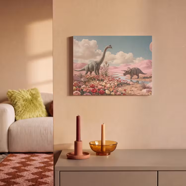 Acoustic Panel - Dinosaur - Pink - Landscape - Dinosaurus - Roze - Landschap PET vilt klein