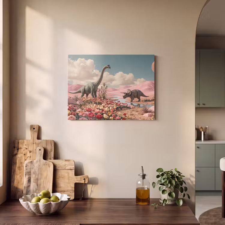 Acoustic Panel - Dinosaur - Pink - Landscape - Dinosaurus - Roze - Landschap PET vilt klein