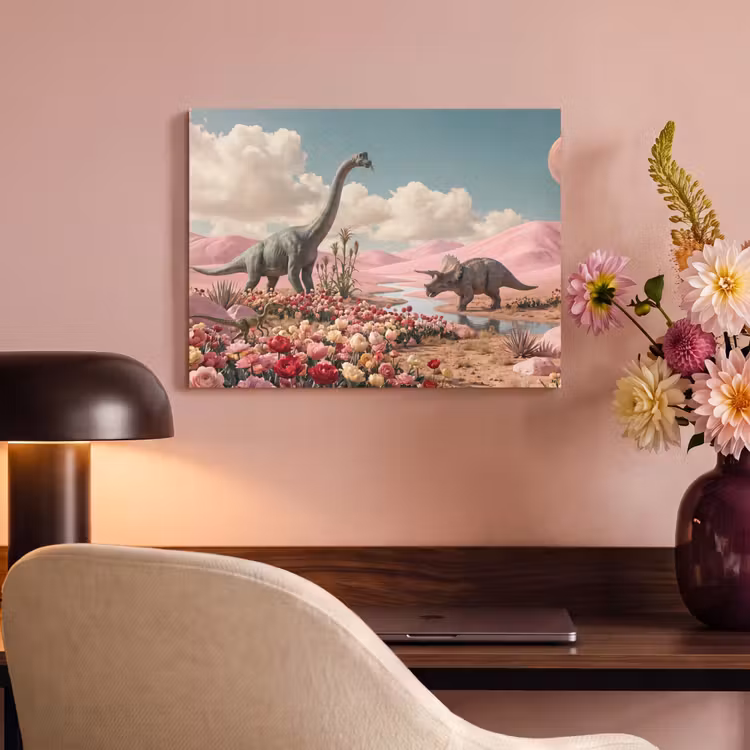 Acoustic Panel - Dinosaur - Pink - Landscape - Dinosaurus - Roze - Landschap PET vilt klein