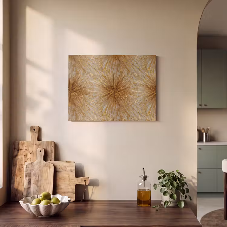 Explosie - Abstract - Goud - Wit PET vilt klein 837 -sfeer2