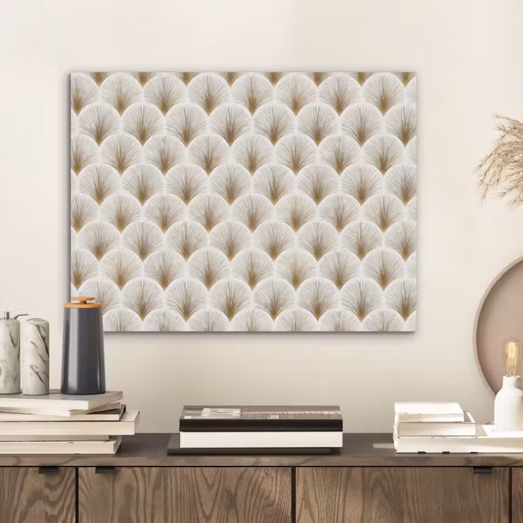 Waaiers - Art Deco - Elegant - Goud - Wit PET vilt klein 837 -sfeer1
