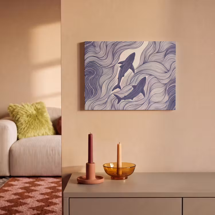 Vis - Oceaan - Lijntekening - Blauw - Dieren PET vilt klein -sfeer1