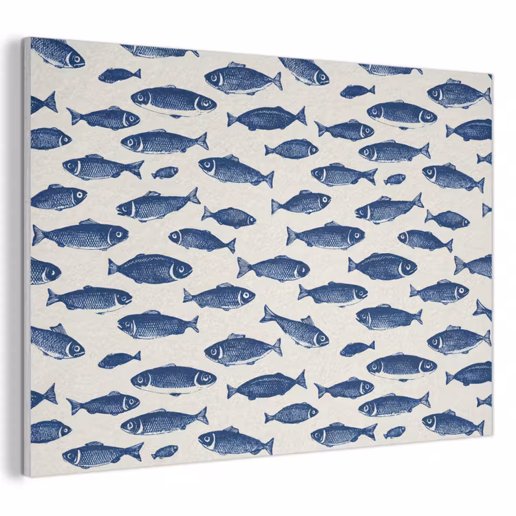 Vissen - Patroon - Blauw - Wit PET vilt klein 837 -3d