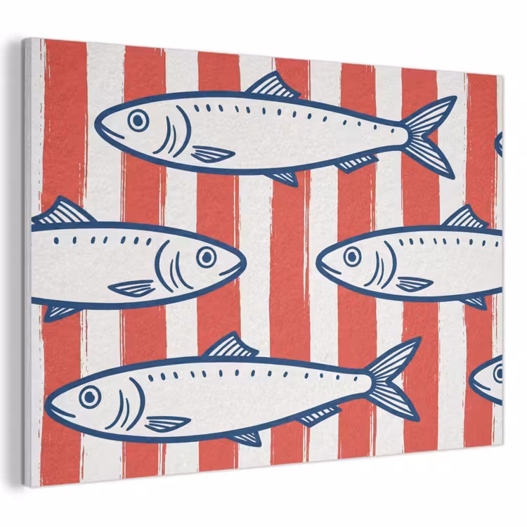 Vis - Patroon - Strepen - Illustratie - Rood PET vilt klein -3d