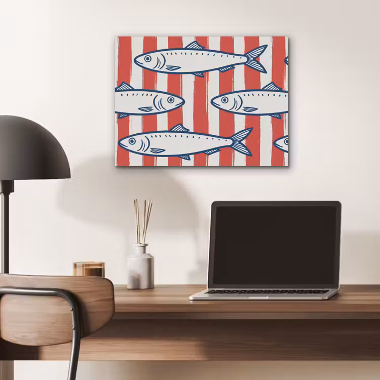 Vis - Patroon - Strepen - Illustratie - Rood PET vilt klein -sfeer5