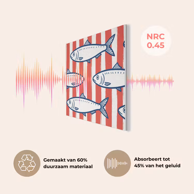 Vis - Patroon - Strepen - Illustratie - Rood PET vilt klein -USP_NL