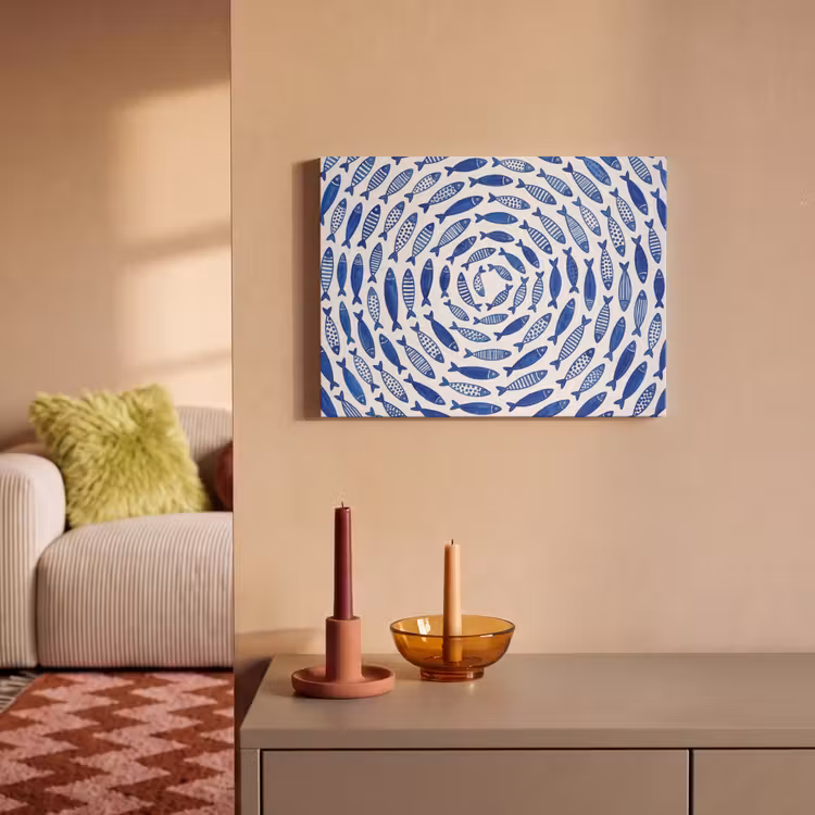 Vis - Patroon - Onderwater - Abstract - Blauw PET vilt klein -sfeer1