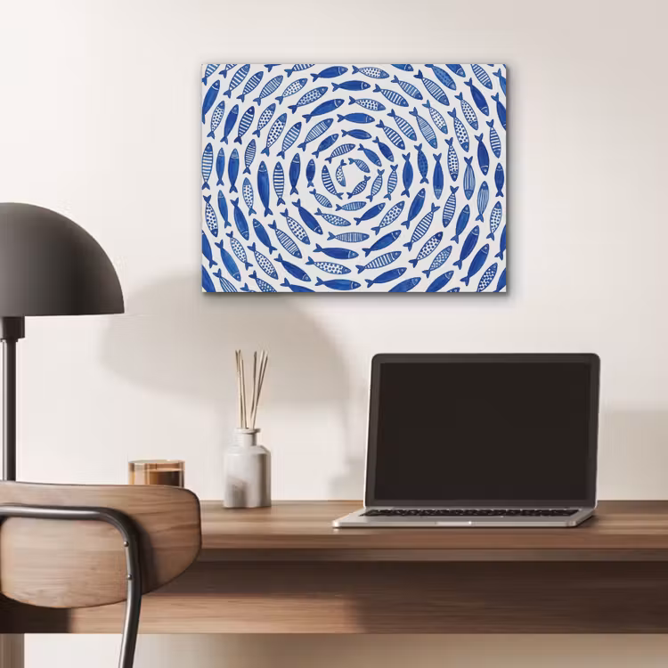 Vis - Patroon - Onderwater - Abstract - Blauw PET vilt klein -sfeer5