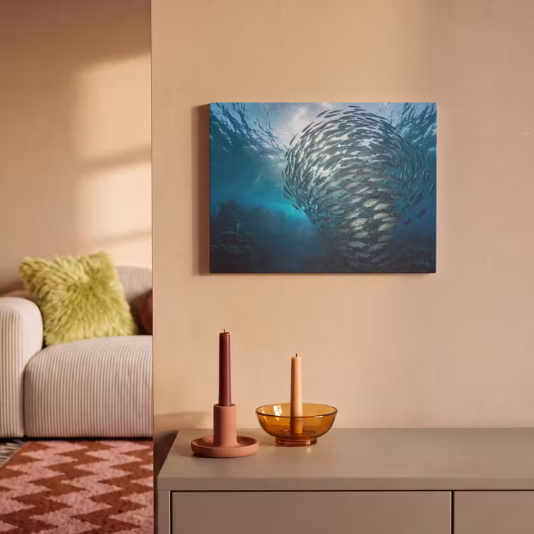 Vis - School - Oceaan - Natuur - Blauw PET vilt klein -sfeer1