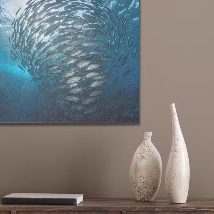 Vis - School - Oceaan - Natuur - Blauw PET vilt klein -sfeer6_closeup