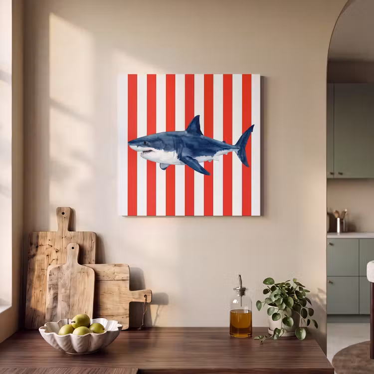 Vis - Haai - Zee - Illustratie - Blauw PET vilt klein -sfeer2