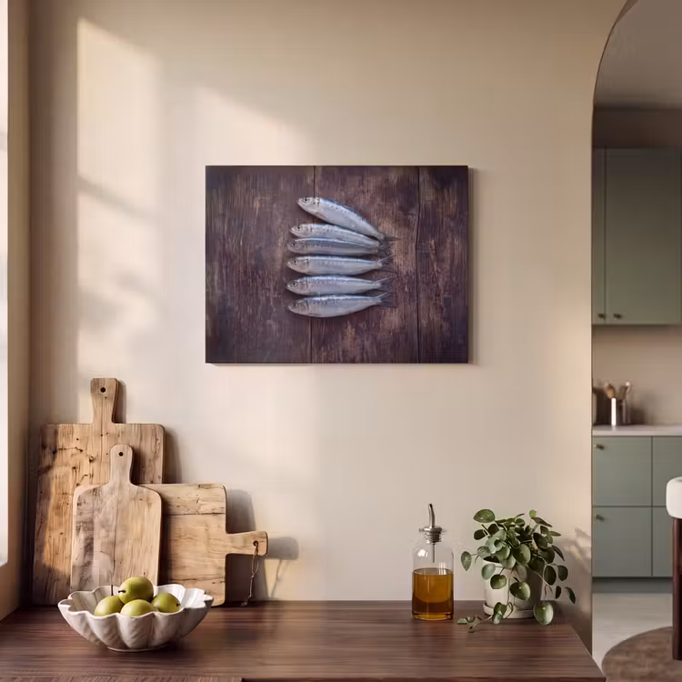 Acoustic Panel - Fish - Wood - Food - Vis - Hout - Eten PET vilt klein