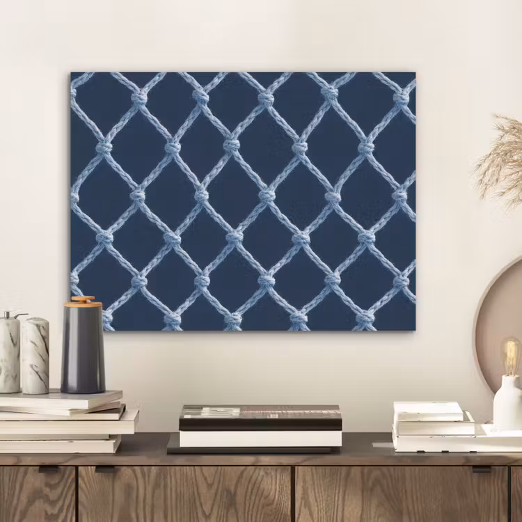 Visnet - Touw - Patroon - Marineblauw PET vilt klein 837 -sfeer1