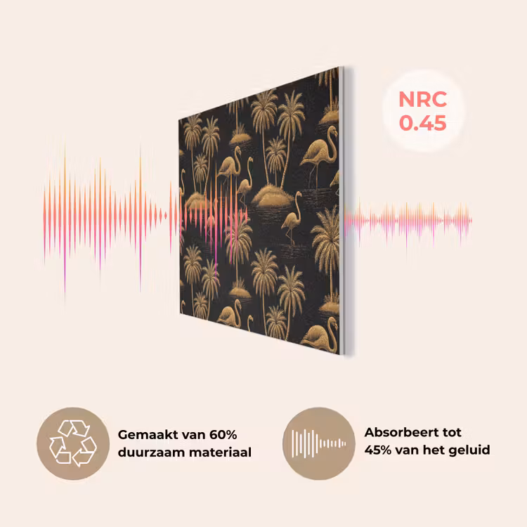Flamingo - Palmbomen - Tropisch - Goud - Zwart PET vilt klein 837 -USP_NL