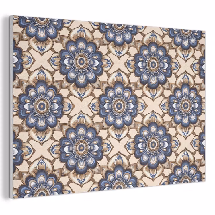 Floraal - Ornament - Blauw PET vilt klein 837 -3d