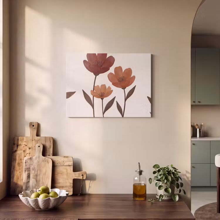 Bloemen - Abstract - Modern - Bruin - Decoratief PET vilt klein -sfeer2