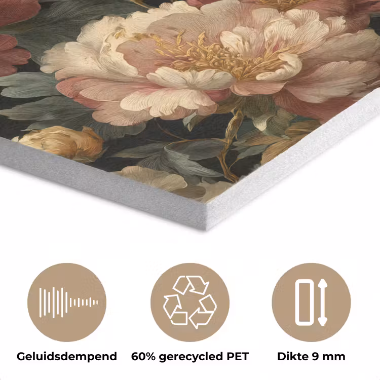 Bloemen - Barok - Patroon - Roze - Crème PET vilt klein 837 -closeup_NL