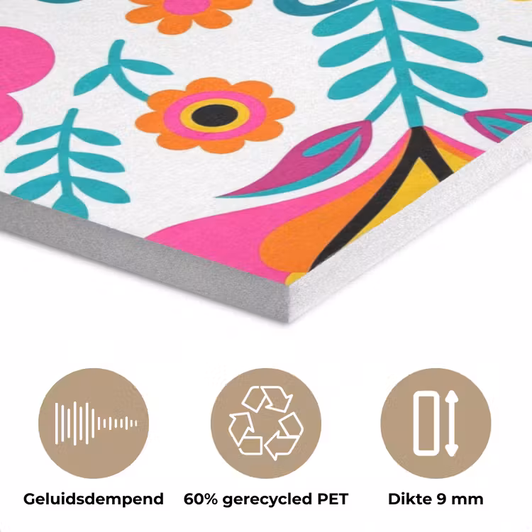 Bloemen - Vogel - Patroon - Kleurrijk - Modern PET vilt klein -closeup_NL