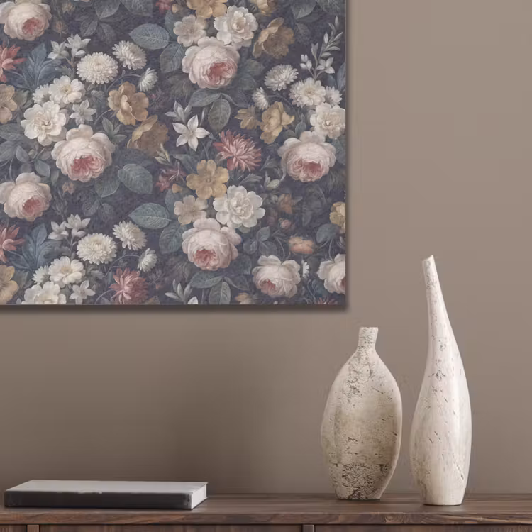 Bloemen - Boeket - Botanisch - Vintage - Donkere achtergrond PET vilt klein -sfeer6_closeup