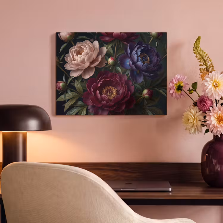 Bloemen - Boeket - Natuur - Modern - Donker PET vilt klein -sfeer3