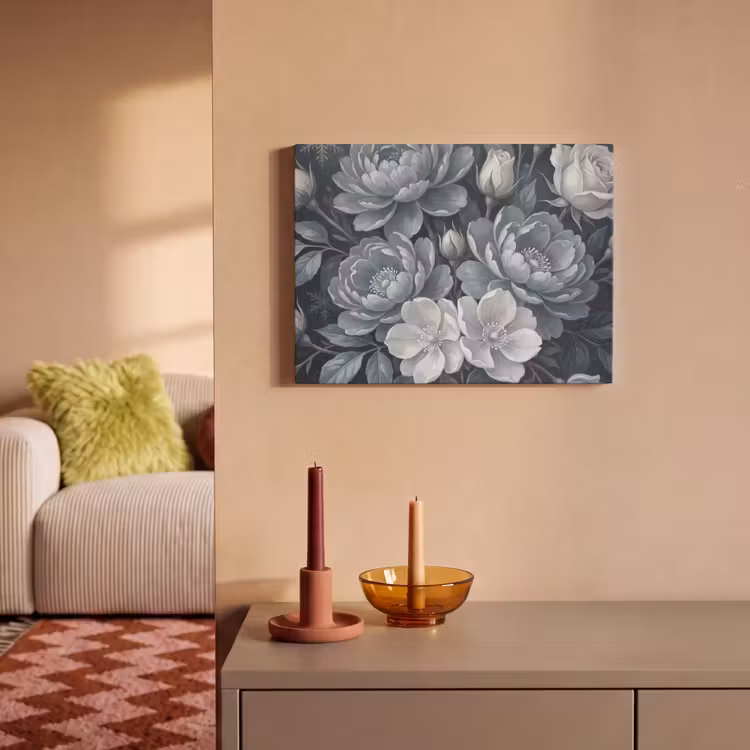 Bloemen - Boeket - Winter - Abstract - Blauw PET vilt klein -sfeer1