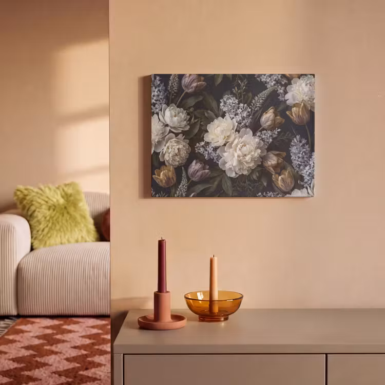 Bloemen - Donker - Elegant - Natuur - Wit PET vilt klein -sfeer1