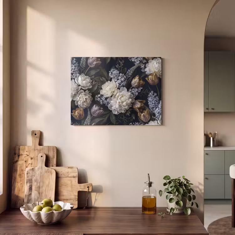 Bloemen - Donker - Elegant - Natuur - Wit PET vilt klein -sfeer2