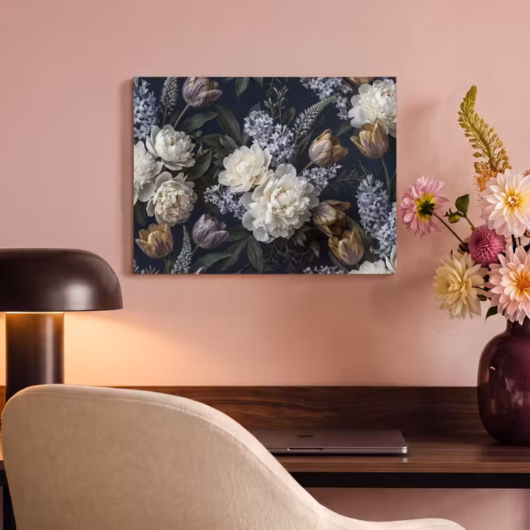 Bloemen - Donker - Elegant - Natuur - Wit PET vilt klein -sfeer3