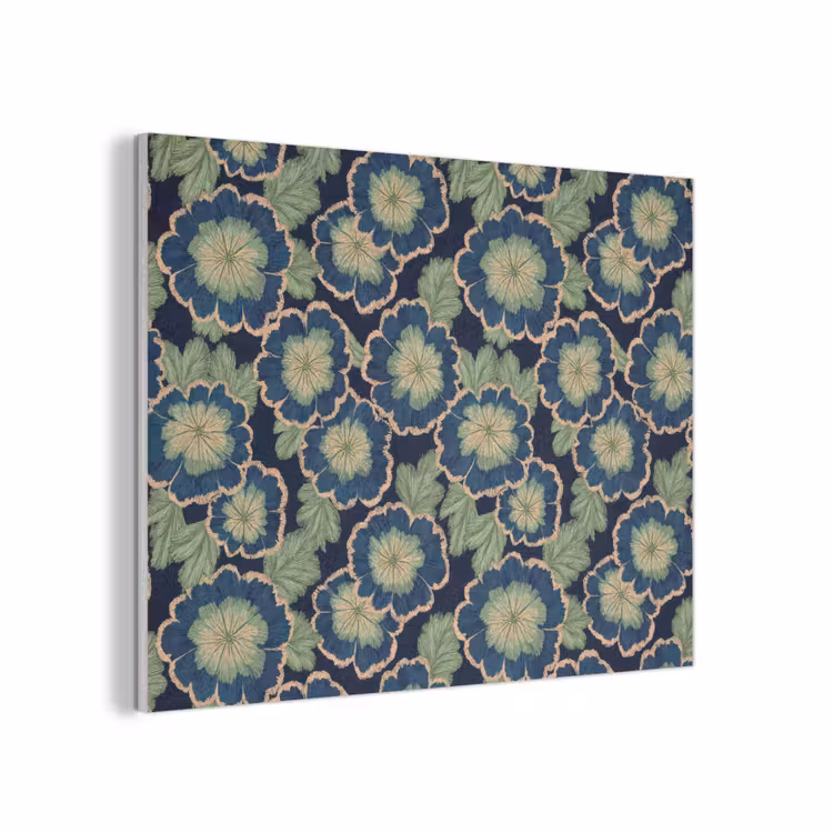 Bloemen - Borduurwerk - Patroon - Blauw - Groen PET vilt klein 837 -3d