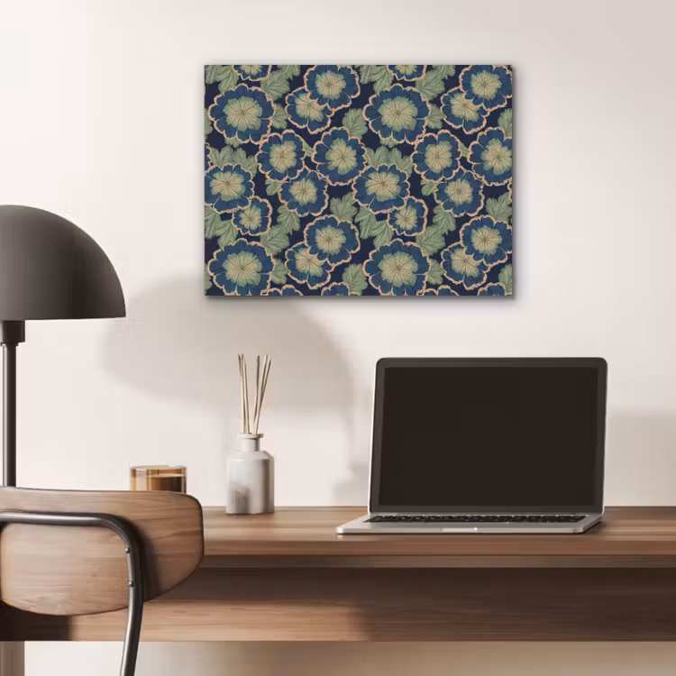 Bloemen - Borduurwerk - Patroon - Blauw - Groen PET vilt klein 837 -sfeer5