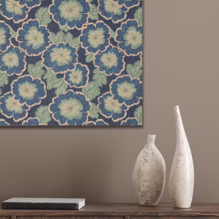 Bloemen - Borduurwerk - Patroon - Blauw - Groen PET vilt klein 837 -sfeer6_closeup