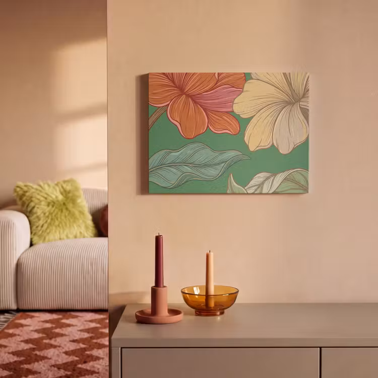 Acoustic Panel - Flowers - Greenery - Illustration - Bloemen - Groen - Illustratie PET vilt klein