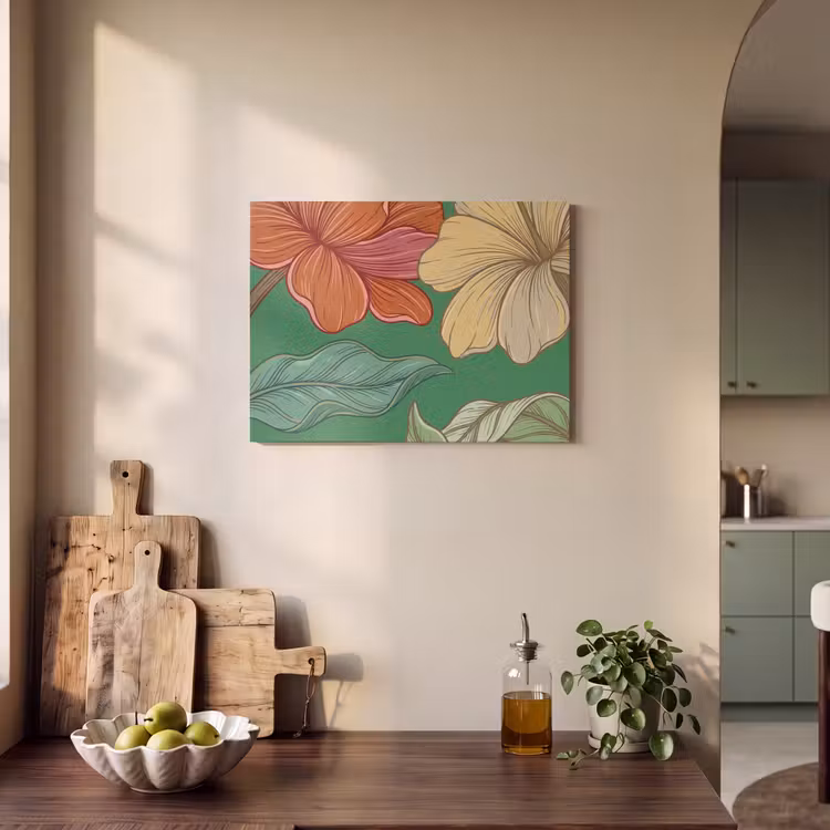 Acoustic Panel - Flowers - Greenery - Illustration - Bloemen - Groen - Illustratie PET vilt klein