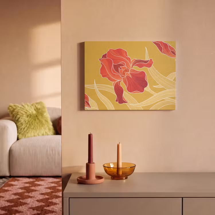 Acoustic Panel - Flowers - Illustration - Red - Bloemen - Illustratie - Rood PET vilt klein